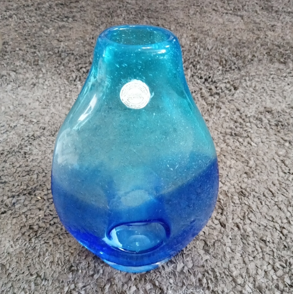 GORGEOUS Vidrios San Miguel Spain Recycled Ombre 12in Bubble Glass Vase
